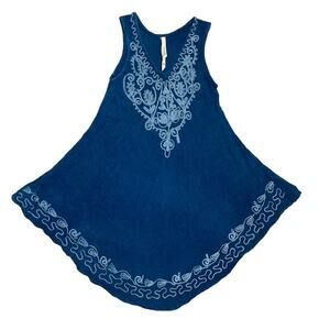 KIDS by Exist Sleeveless Embroidered Rayon Dress - Blue - Medium